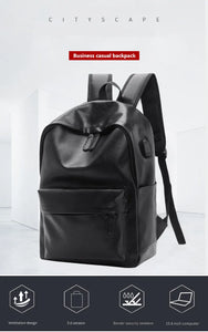 Laptop PU Leather Business Travel Backpack