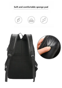 Laptop PU Leather Business Travel Backpack