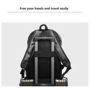 Laptop PU Leather Business Travel Backpack