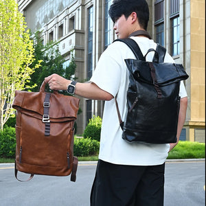 Laptop Scione PU Leather Travel Backpack