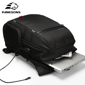 Kingsons Men 15'' 17'' Laptop Backpack Anti-theft Fashion Bag For Teenage Male Travel Business USB Charging Waterproof Backpacks