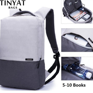 Tinyat Laptop Canvas Waterproof Travel Backpack