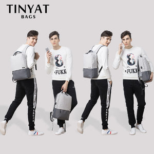 Tinyat Laptop Canvas Waterproof Travel Backpack