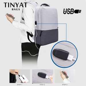 Tinyat Laptop Canvas Waterproof Travel Backpack