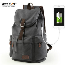 Load image into Gallery viewer, Wellvo Laptop Canvas Bucket Travel Backpack
