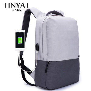 Tinyat Laptop Canvas Waterproof Travel Backpack