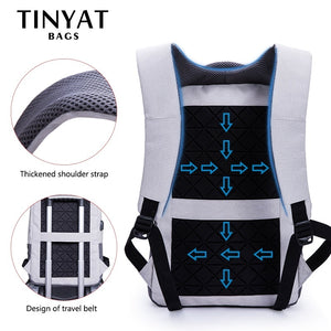 Tinyat Laptop Canvas Waterproof Travel Backpack